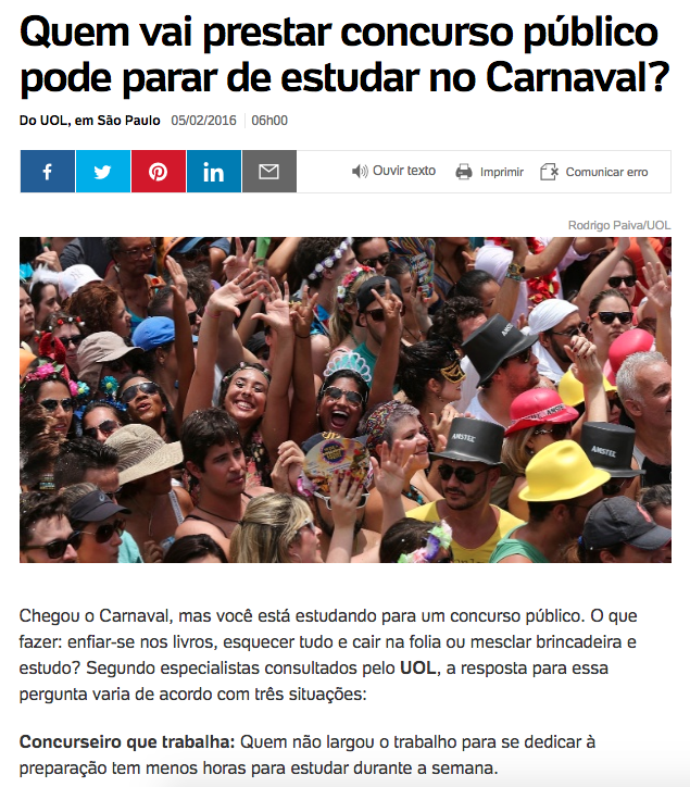 Quem vai prestar concurso público pode parar de estudar no Carnaval?
